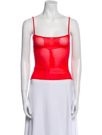 Pre-owned Fancì Club Square Neckline Sleeveless Crop Top In Red
