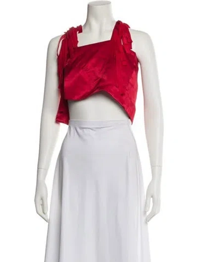 Pre-owned Fancì Club Square Neckline Sleeveless Crop Top In Red