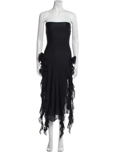 Pre-owned Fancì Club Strapless Knee-length Dress In Black