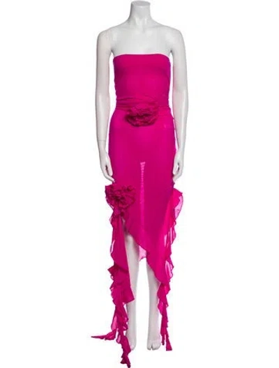 Pre-owned Fancì Club Strapless Midi Length Dress In Pink