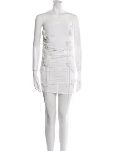 Pre-owned Fancì Club Strapless Mini Dress In White