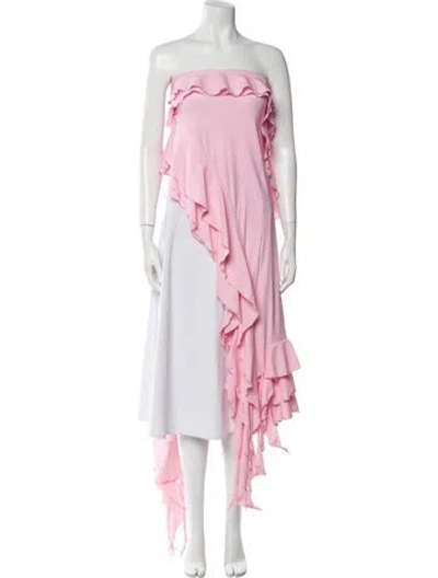 Pre-owned Fancì Club Strapless Three-quarter Sleeve Tunic In Pink