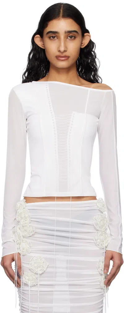 Fancì Club White Glasswing Double-layered Sheer T-shirt