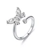 Fanci Me Women's "azura" Butterfly Statement Sterling Silver Ring - White In White