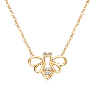 Fanci Me Women's Be Bright Minimalist Dainty Bee Yellow Gold Necklace