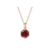 Fanci Me Women's  Round Red Garnet Solid Rose Gold Necklace - Red & Rose Gold