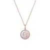 Fanci Me Women's "g" Initial Letter Mother Of Pearl And Diamond Round Disc Solid Rose Gold Necklace - Rose Go