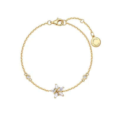 Fanci Me Women's Gold / White Ms Vega Twinkling Star Alpha Lyrae Sterling Silver Bracelet - Yellow