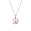 Fanci Me Women's "l" Initial Letter Mother Of Pearl And Diamond Round Disc Solid Rose Gold Necklace - Rose Go