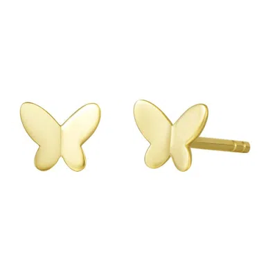 Fanci Me Women's Mini Dream Butterfly Solid Yellow Gold Studs