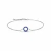 Fanci Me Women's Natural Blue Sapphire Gemstone Small Circle White Gold Strand Bracelet - White Gold