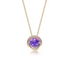 Fanci Me Women's Natural Purple Round Amethyst February Birthstone Yellow Gold Necklace - Yellow Gold