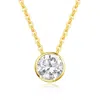 Fanci Me Women's One Carat Round Moissanite Bezel Set Solitaire Yellow Gold Necklace - Yellow Gold