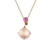 Fanci Me Women's "rose Blush" Natural Rose Quartz Tourmaline Gemstone Real Rose Gold Necklace - Rose Gold