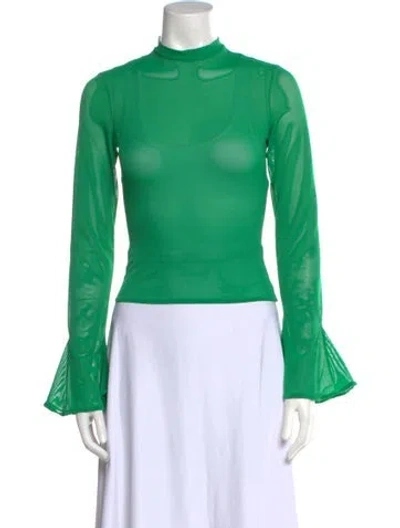 Pre-owned Fancì Mock Neck Long Sleeve Sweatshirt In Green