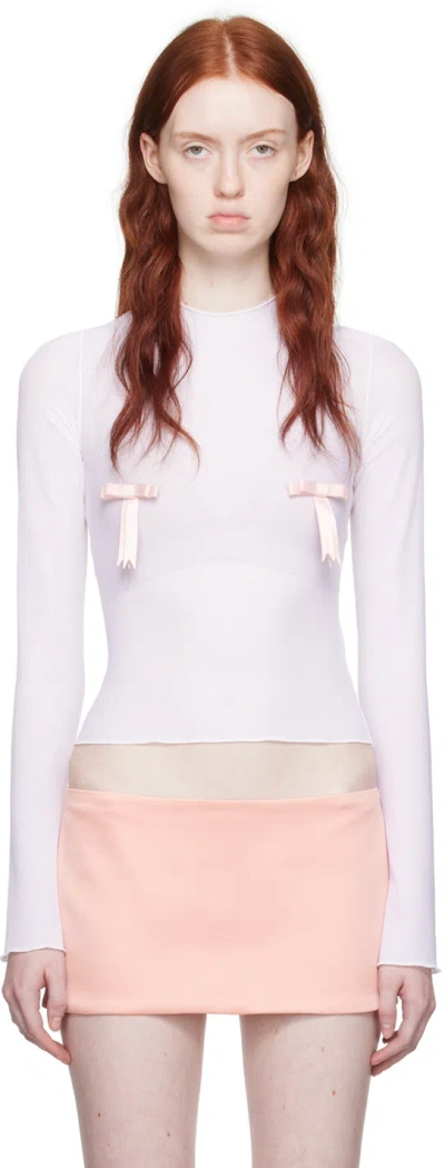 Fancì White Temptation Long Sleeve T-shirt In Pink/white