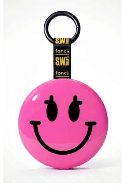 Fancii X S.w. Smiley Bag Charm Mirror In Pink