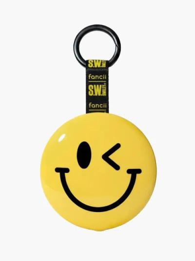 Fancii X S.w. Smiley Bag Charm Mirror In Yellow