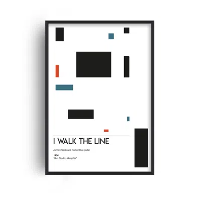 Fanclub Black / Blue / Red I Walk The Line Rock And Roll Graphic Giclée Art Print A3 In Black/blue/red