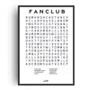 Fanclub Black  Core Wordsearch Giclée Art Print A2 In Black