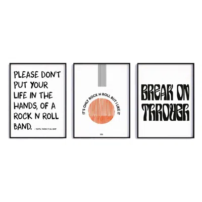 Fanclub Black / Red The Rock N Roll Music Art Print Gift Set In Multi