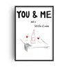 Fanclub Black / Red You And Me And A Bottle Of Wine Illustrated Retro Music Giclée Art Print A2 In Black/red
