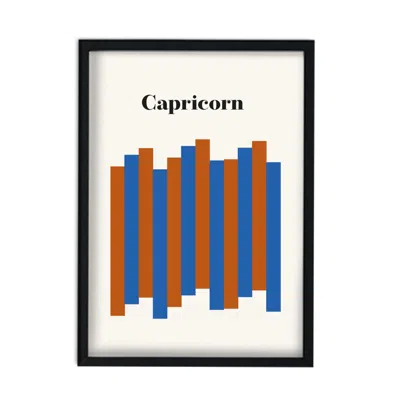 Fanclub Blue / Brown Capricorn Zodiac Star Sign A3 Art Print In Multi