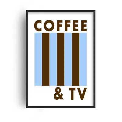 Fanclub Blue / Brown Coffee And Tv Retro Music Giclée Art Print In Multi