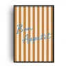 Fanclub Blue / Brown Retro Striped Bon Appetit Kitchen Art Print In Brown