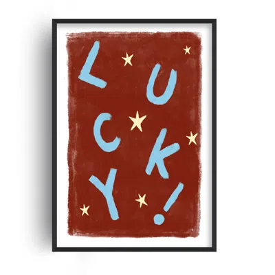 Fanclub Blue / Brown / Yellow Lucky Stars Hand Painted Western Playful Art Print Large A2