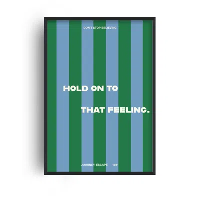 Fanclub Blue / Green Don't Stop Believing Journey Music Giclée Art Print 1980's Music Giclée Art Print A3 In Blue/green