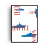 Fanclub Blue / Red Battleships Retro Giclée Art Print A3 In Blue/red