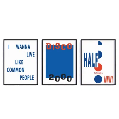 Fanclub Blue / Red / Black The Britpop Music  Art Print Gift Set In Multi