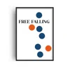 Fanclub Blue / Red Free Falling Giclée Retro Inspired Art Print A3 In Multi
