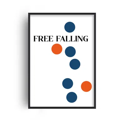 Fanclub Blue / Red Free Falling Giclée Retro Inspired Art Print A3 In Multi