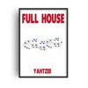 Fanclub Blue / Red Full House Yahtzee Dice Retro Game Giclée Art Print A2 In Blue/red