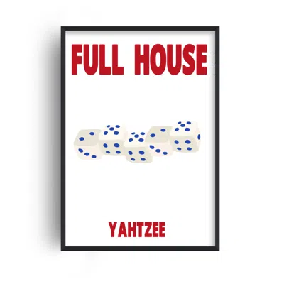 Fanclub Blue / Red Full House Yahtzee Dice Retro Game Giclée Art Print A2 In Blue/red