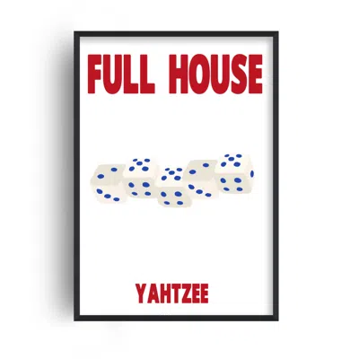 Fanclub Blue / Red Full House Yahtzee Dice Retro Game Giclée Art Print A3 In Blue/red
