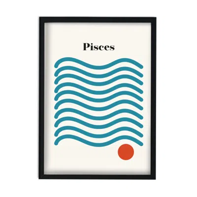 Fanclub Blue / Red Pisces Zodiac Star Sign A2 Art Print In Multi