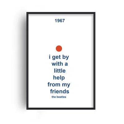 Fanclub Blue / Red With A Little Help From My Friends Beatles Abstract Giclée Art Print A3 In Multi