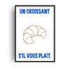Fanclub Blue Un Croissant French Kitchen Retro Inspired Giclée Art Print A3 In Blue