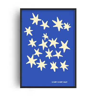 Fanclub Blue / Yellow Starry Starry Night Bedroom Retro Music Art Print Large A2 In Multi