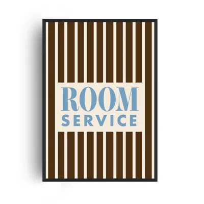 Fanclub Brown Striped Retro Room Service Quote Giclée Art Print A2