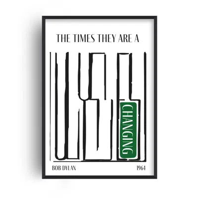 Fanclub Green / Black Times Are A Changing Bob Dylan Music Abstract Art Print A2 In Multi