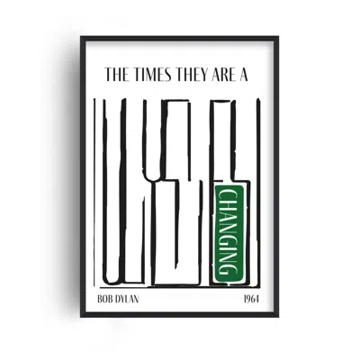 Fanclub Green / Black Times Are A Changing Bob Dylan Music Abstract Art Print In Multi