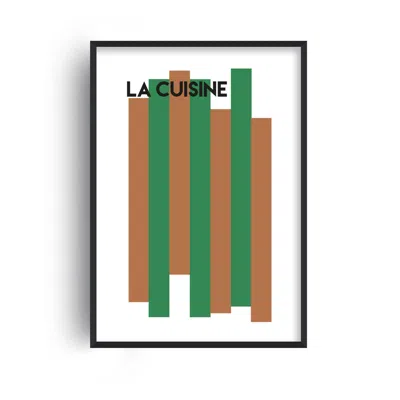 Fanclub Green / Brown La Cuisine French Kitchen Giclée Retro Art Print A2 In Green/brown