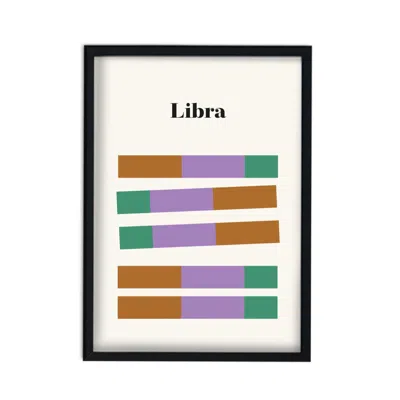 Fanclub Green / Brown / White Libra Zodiac Star Sign A2 Art Print In Multi