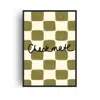 Fanclub Green Checkmate Retro Giclée Art Print A2 In Green