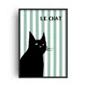 Fanclub Green Le Chat Cat Pet Striped Retro Art Print In Green
