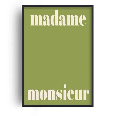 Fanclub Green Madame Monsieur French Retro Quote Art Print A2